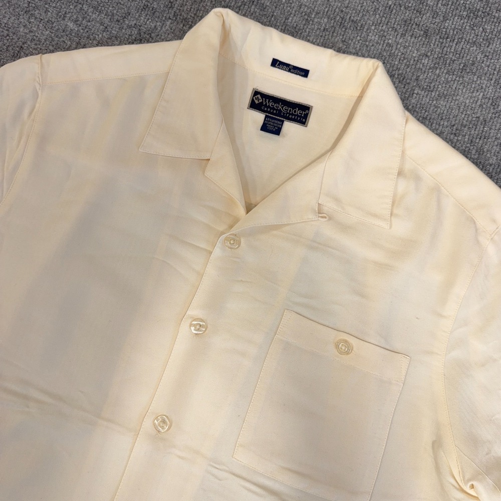 Vintage Weekender Loop Collar Shirt Men Large Cream Off-White Luau Edition